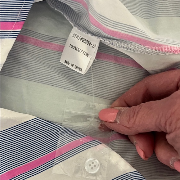 JODIFL Blue and Pink Striped Button-Down Shirt NWT - Picture 10 of 11